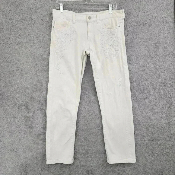 Antro Pilcro Womens Embroidered Floral Jeans Size 14 Straight Leg 18CT - Picture 1 of 9